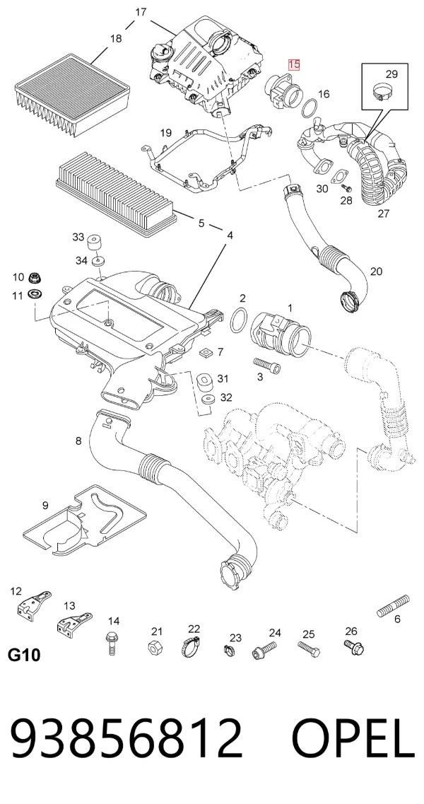 Caudalímetro 93856812 Opel