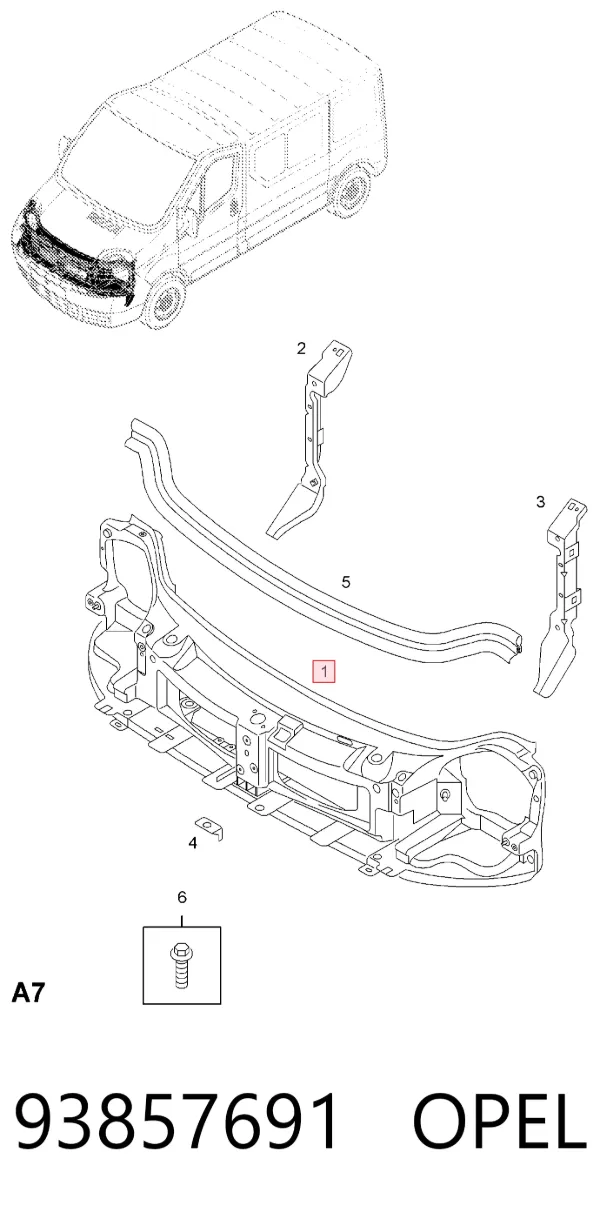 Soporte de radiador 93857691 Opel