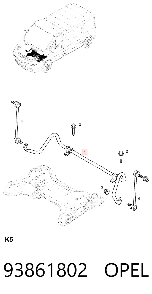 Estabilizador delantero 93861802 Opel