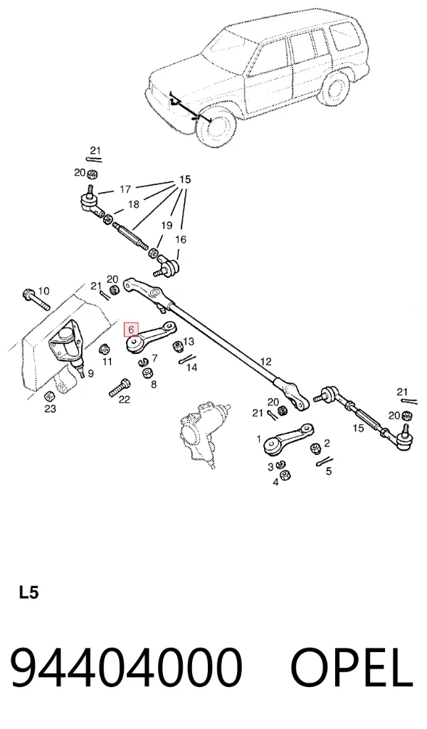 Barra del brazo oscilante 94404000 Opel
