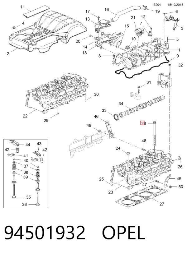Tornillo culata 94501932 Opel