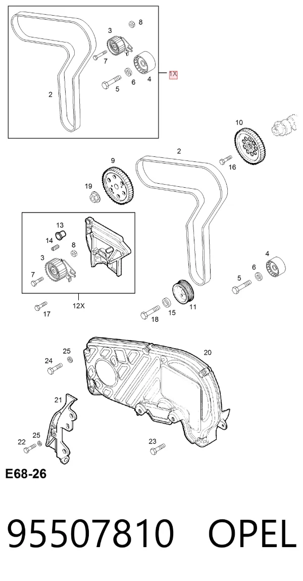 Kit de distribución 95507810 Opel