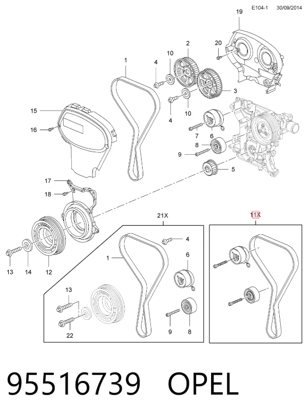 Kit de distribución 95516739 Opel
