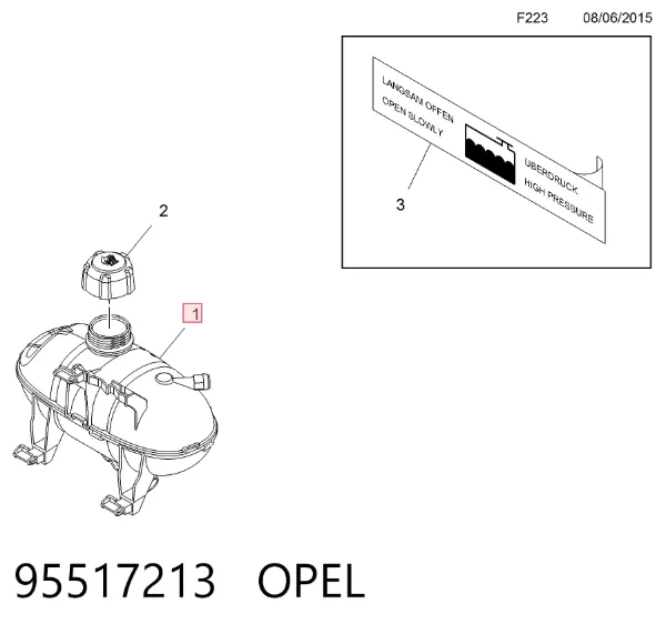 Vaso de expansión 95517213 Opel