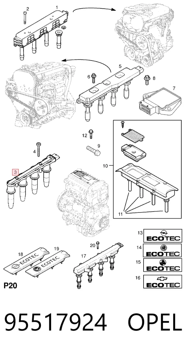 Bobina 95517924 Opel