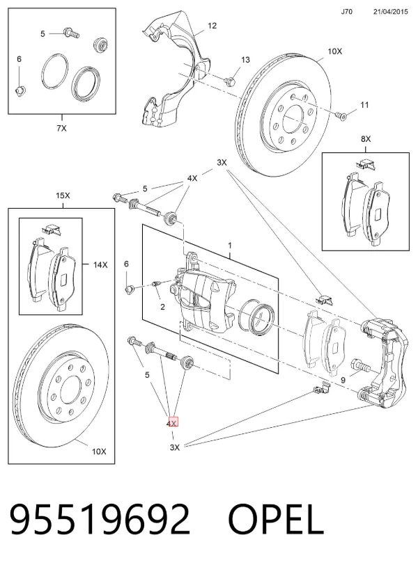 Kit de reparación de pinzas de freno 95519692 Opel