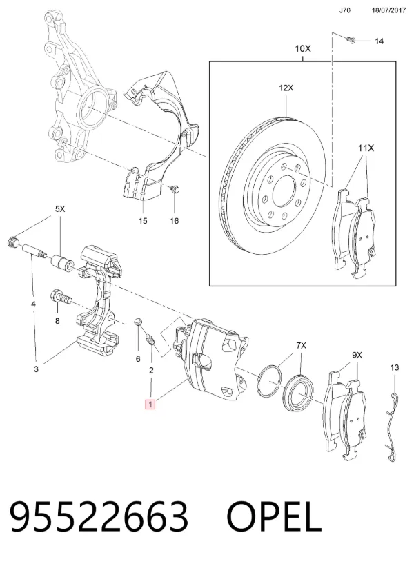 Kit de reparación de pinzas de freno 95522663 Opel