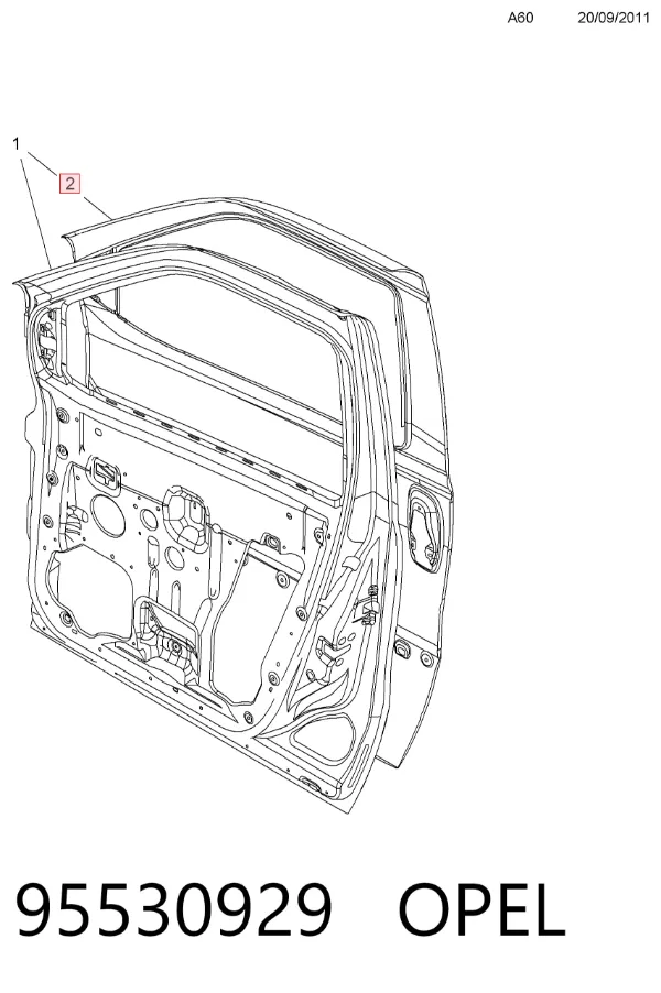 Puerta delantera derecha 95530929 Opel