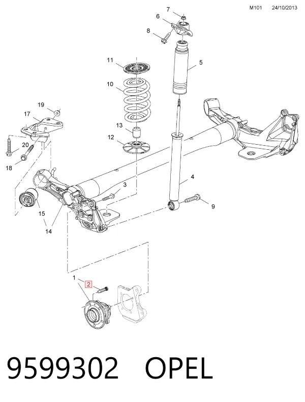 Perno de cubo 9599302 Opel