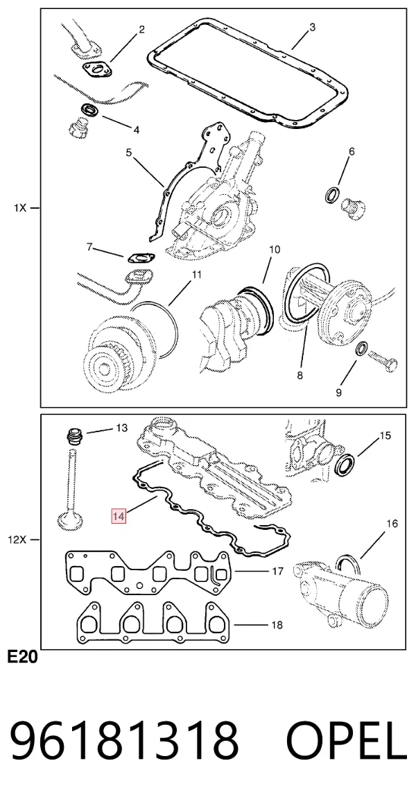 Junta tapa de balancines 96181318 Opel