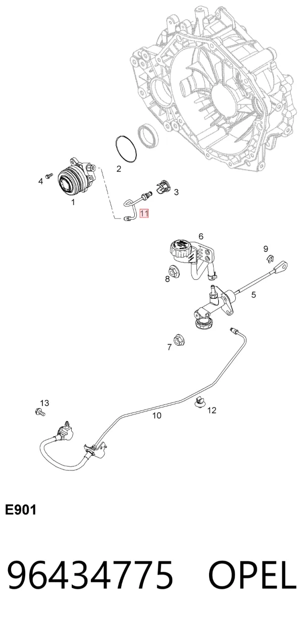 Tubo de embrague 96434775 Opel