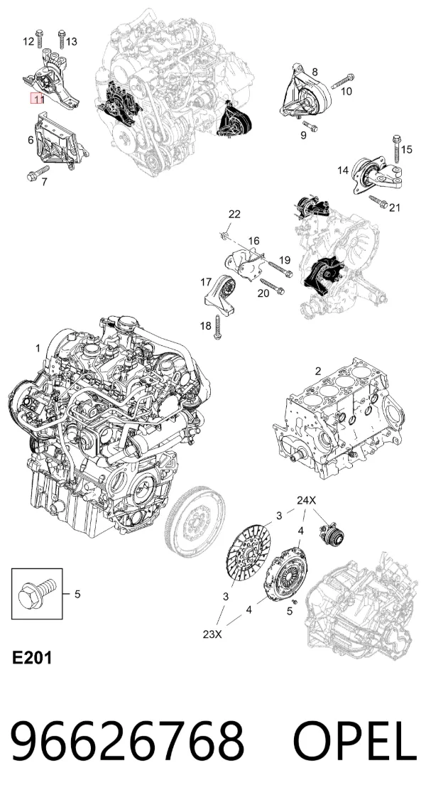 Soporte de motor derecho 96626768 Opel