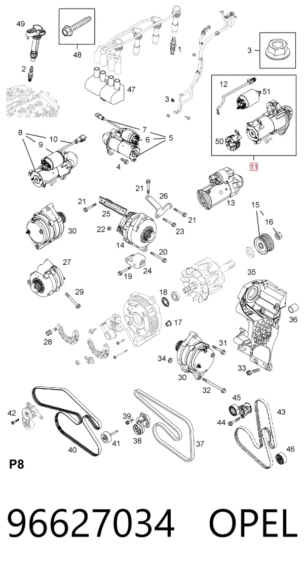 Motor de arranque 96627034 Opel