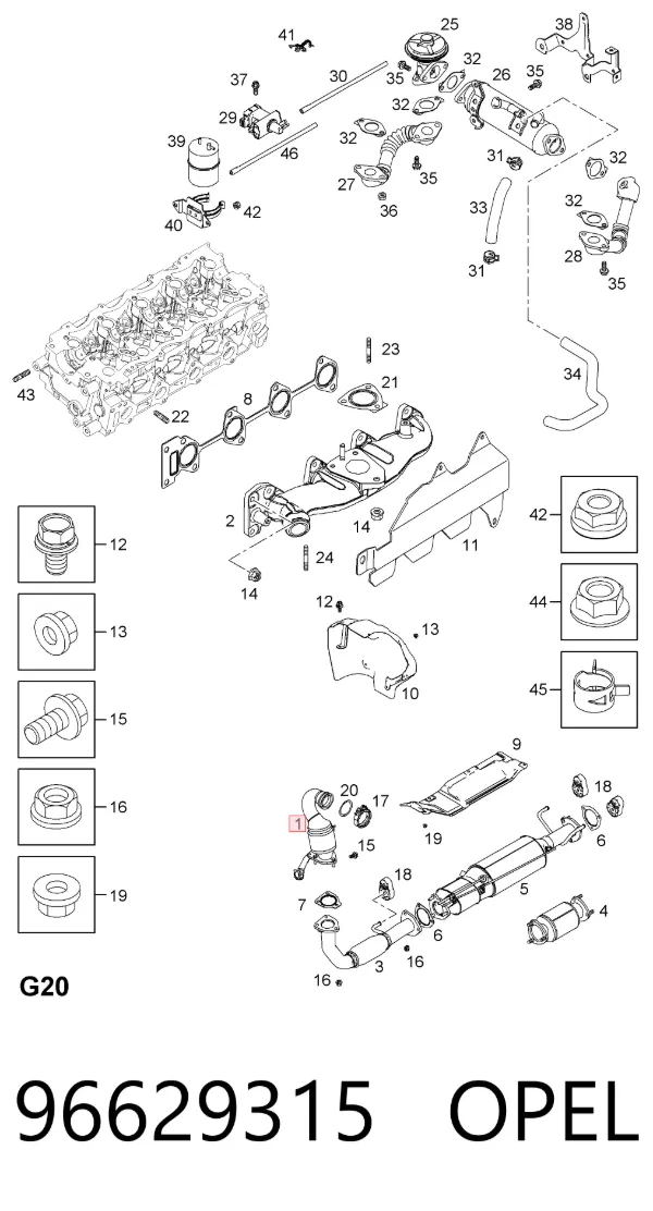 Catalizador 96629315 Opel