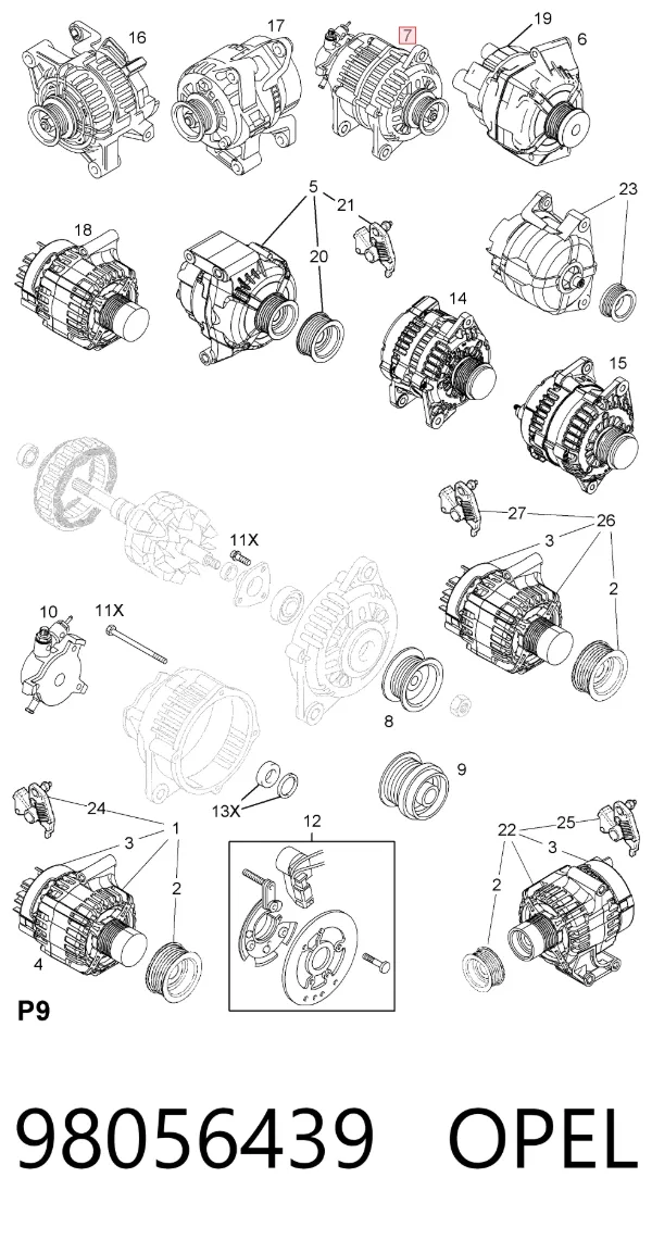 Alternador 98056439 Opel