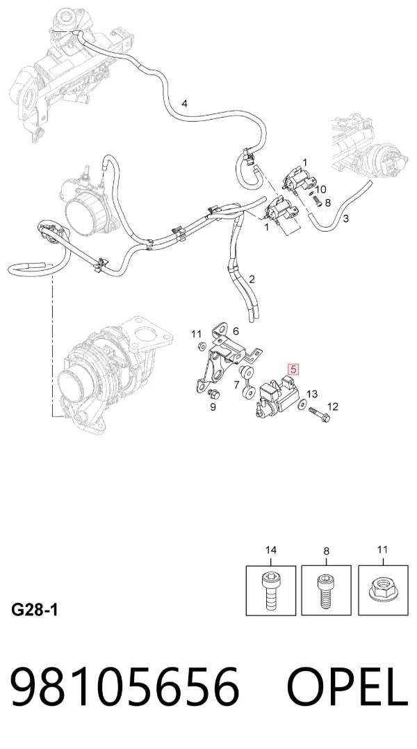 Válvula solenoide de control de presión de sobrealimentación 98105656 Opel