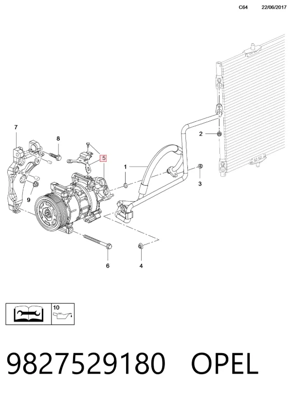Compresor de aire acondicionado 9827529180 Opel