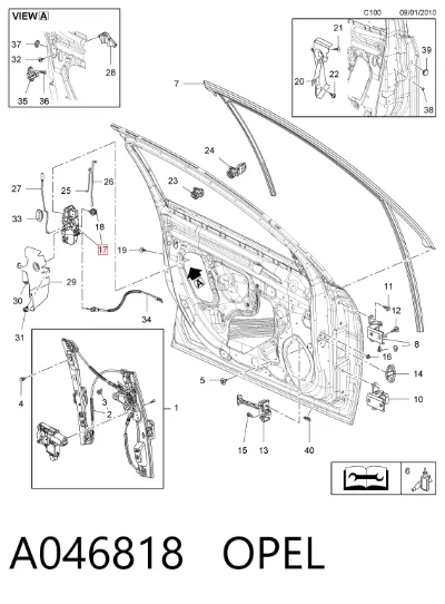 Cerradura de puerta delantera derecha OPEL A046818