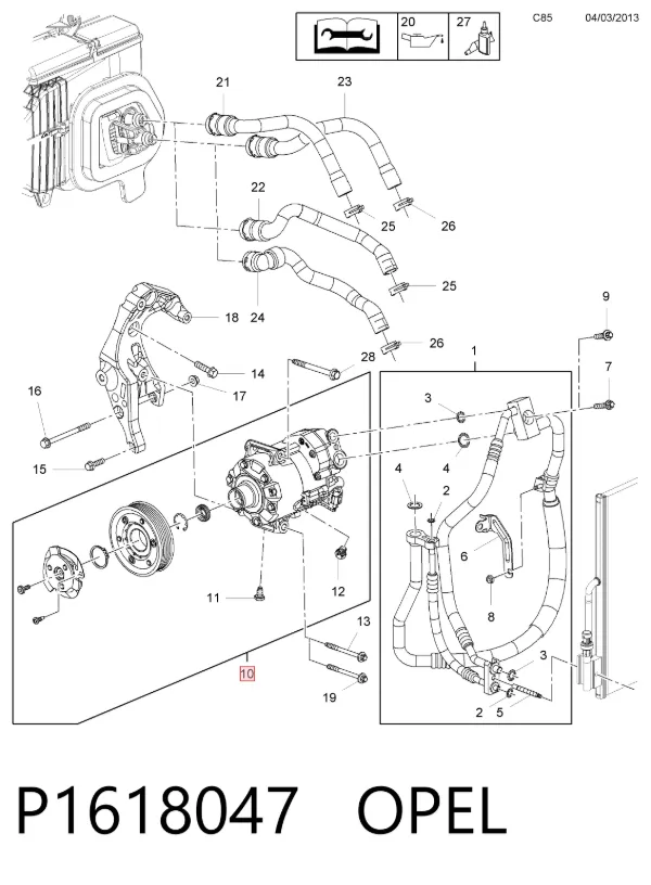 Compresor de aire acondicionado P1618047 Opel