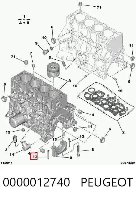 Junta de tapa trasera del cigüeñal 0000012740 Peugeot/Citroen