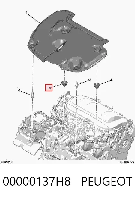 Cojín de la tapa decorativa del motor 00000137H8 Peugeot/Citroen