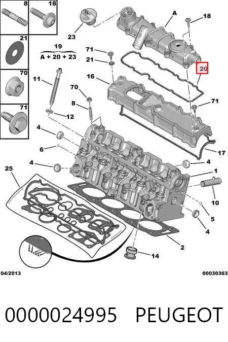 Junta de tapa de balancines 0000024995 Peugeot/Citroen