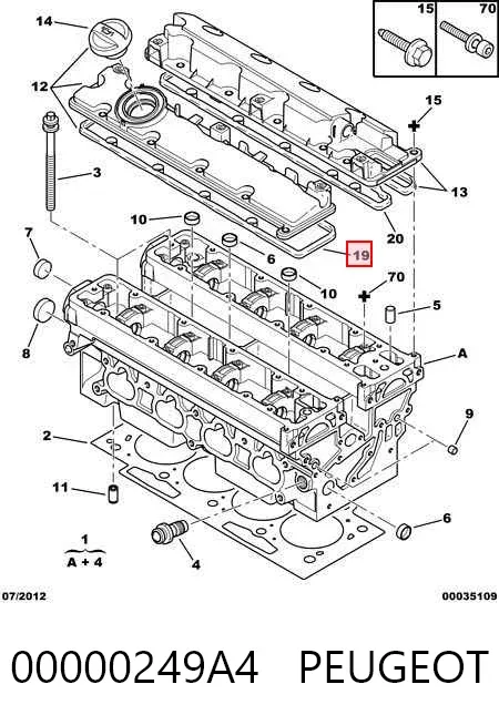 Junta de tapa de balancines izquierda 00000249A4 Peugeot/Citroen
