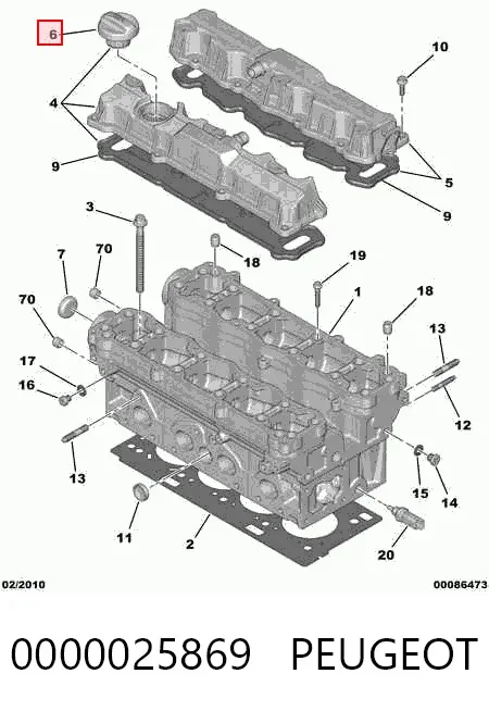 Tapa de aceite de motor 0000025869 Peugeot/Citroen