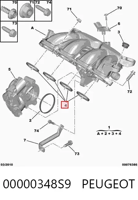 Junta de colector de admisión 00000348S9 Peugeot/Citroen