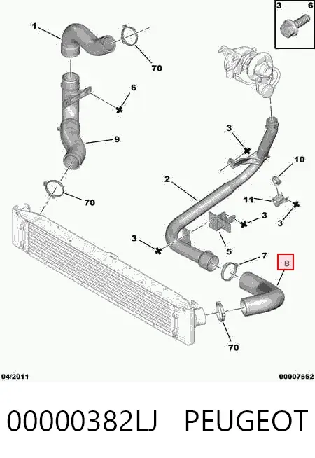 Tubo intercooler 00000382LJ Peugeot/Citroen