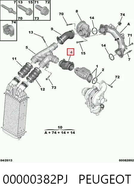 Tubo intercooler 00000382PJ Peugeot/Citroen