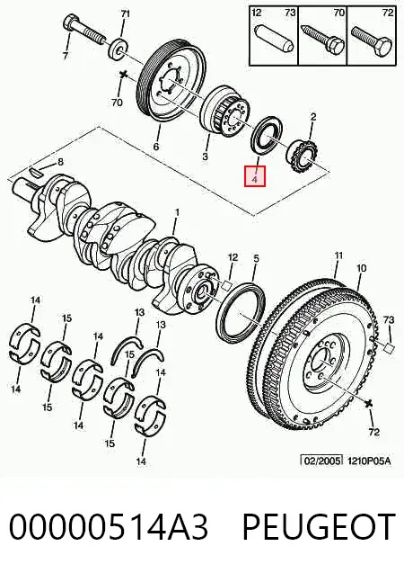 Retén de cigüeñal frontal 00000514A3 Peugeot/Citroen