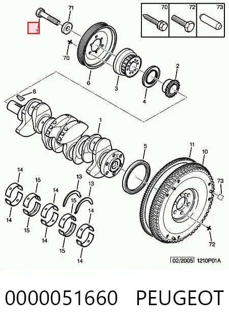 Perno de la polea del cigüeñal 0000051660 Peugeot/Citroen