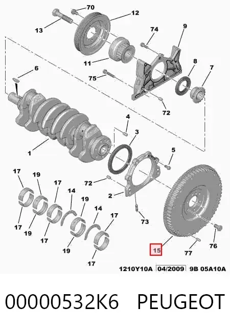 Volante motor 00000532K6 Peugeot/Citroen
