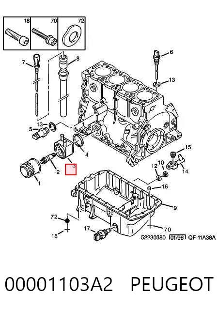 Radiador de aceite debajo del filtro 00001103A2 Peugeot/Citroen