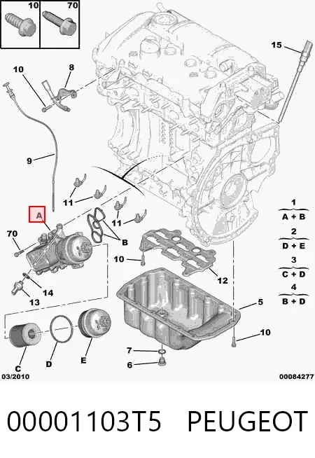 Radiador de aceite debajo del filtro 00001103T5 Peugeot/Citroen