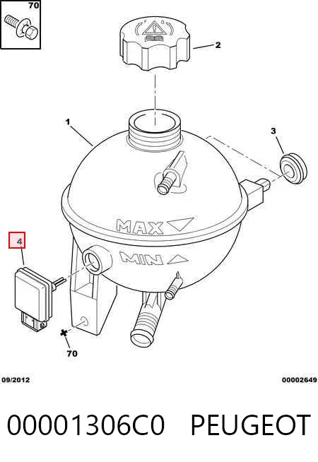Sensor de nivel de refrigerante del depósito 00001306C0 Peugeot/Citroen