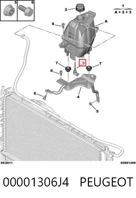 Sensor de nivel de refrigerante del depósito 00001306J4 Peugeot/Citroen