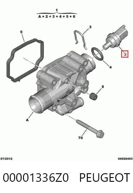 Caja de termostato 00001336Z0 Peugeot/Citroen
