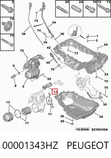 Manguera radiador 00001343HZ Peugeot/Citroen