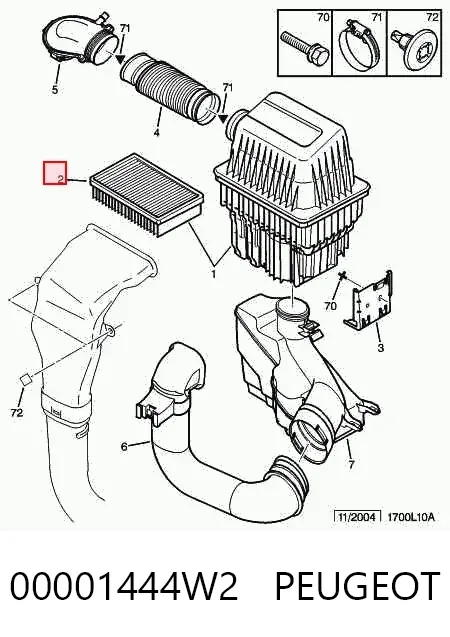 Filtro de aire 00001444W2 Peugeot/Citroen