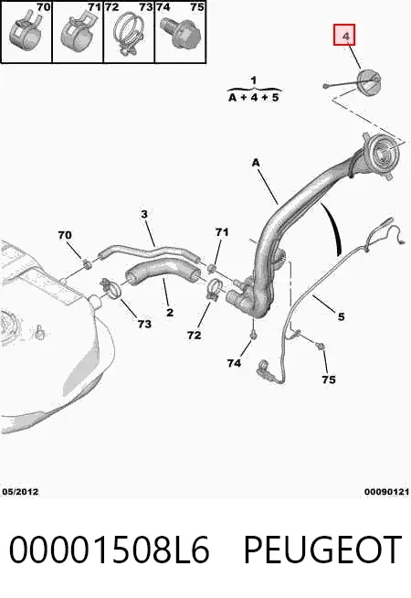 Tapa de depósito de combustible 00001508L6 Peugeot/Citroen