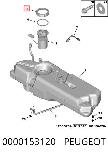 Tapa de la bomba de combustible 0000153120 Peugeot/Citroen