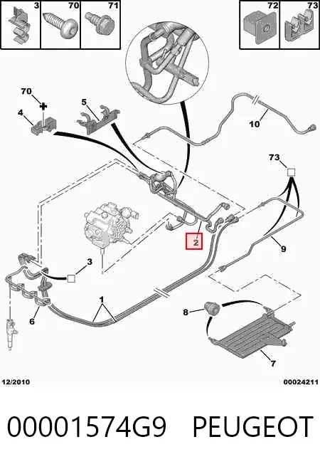 Juego de tuberías de combustible 00001574G9 Peugeot/Citroen