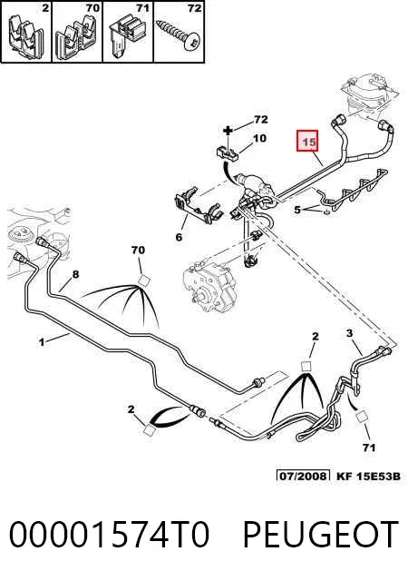 Juego de tuberías de combustible 00001574T0 Peugeot/Citroen