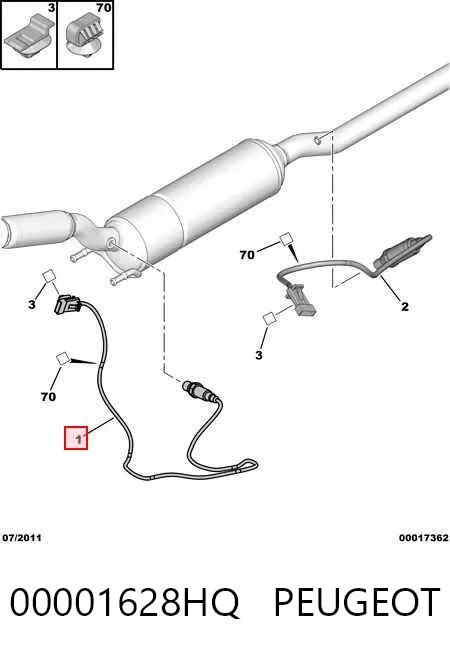 Sensor de oxígeno previo al catalizador 00001628HQ Peugeot/Citroen