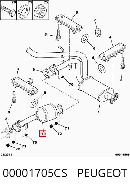 Catalizador 00001705CS Peugeot/Citroen