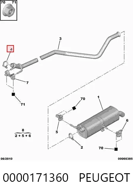 Abrazadera de sujeción delantera 0000171360 Peugeot/Citroen