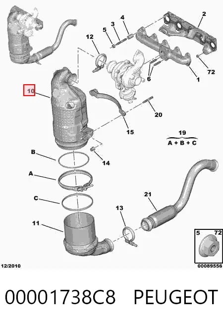 Catalizador 00001738C8 Peugeot/Citroen