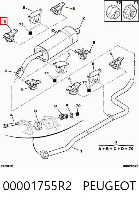 Soporte escape 00001755R2 Peugeot/Citroen